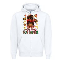 White santas favorite school bus driver afro messy bun Zipper Hoodie - texasbilliewilder