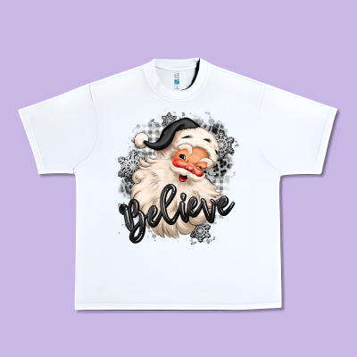 Believe Buffalo Plaid White Christmas Santa Claus Urban Heavy Tee Designed By Maliassmallbusiness