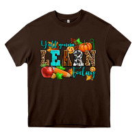 Chocolate Brown y'all gonna learn today pumpkin and pen Heavy Core Tee - AdoDesignShop