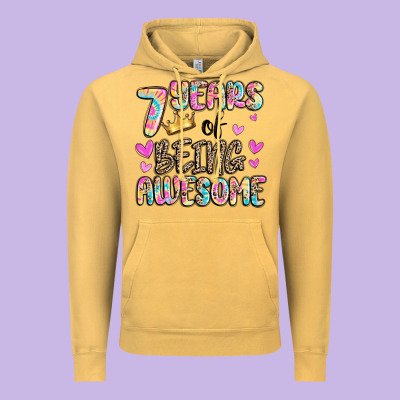 7 Years Of Being Awesome Vintage Hoodie Designed By Maliassmallbusiness