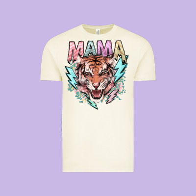 Mama Tiger Lightning Bolt Vintage Tee Designed By Nancycooperartshop