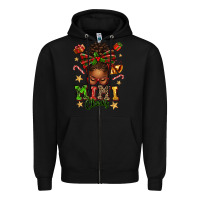 Black mimi claus afro messy bun Zipper Hoodie - texasbilliewilder