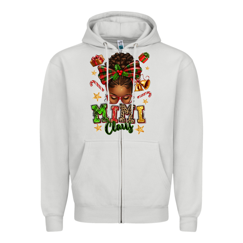 Mimi Claus Afro Messy Bun Zipper Hoodie by texasbilliewilder | Teevron