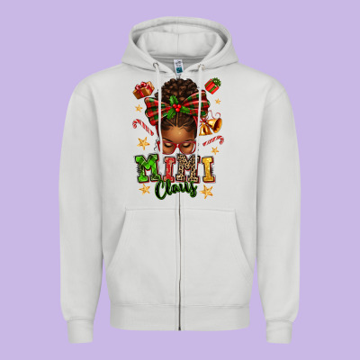 Mimi Claus Afro Messy Bun Zipper Hoodie Designed By Texasbilliewilder