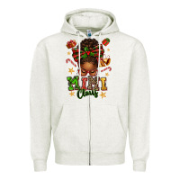 Oatmeal Heather mimi claus afro messy bun Zipper Hoodie - texasbilliewilder