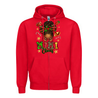 Red mimi claus afro messy bun Zipper Hoodie - texasbilliewilder