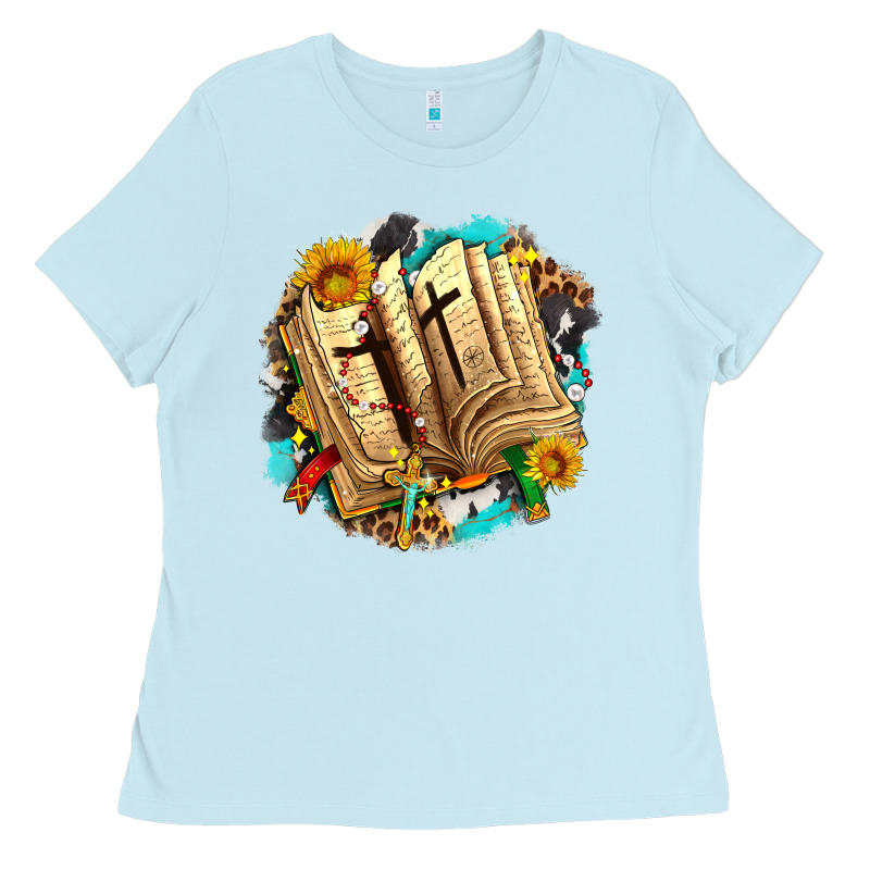 Cross With Bible And Sunflowers Ladies Tee by AdoDesignShop | Teevron