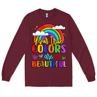 Burgundy name vibrant positivity rainbow art Long Sleeve Tee - LillyAllenDesigns