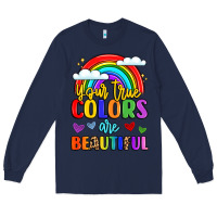 Navy name vibrant positivity rainbow art Long Sleeve Tee - LillyAllenDesigns