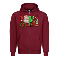 Burgundy love christmas santa Zipper Hoodie - texasbilliewilder