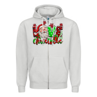 Dove Grey love christmas santa Zipper Hoodie - texasbilliewilder