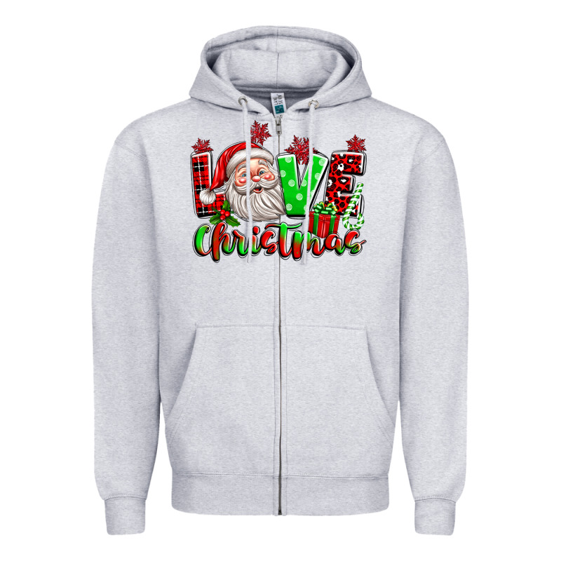 Love Christmas Santa Zipper Hoodie by texasbilliewilder | Teevron