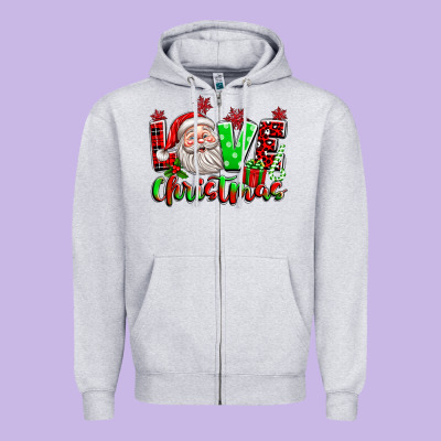 Love Christmas Santa Zipper Hoodie Designed By Texasbilliewilder