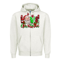 Oatmeal Heather love christmas santa Zipper Hoodie - texasbilliewilder