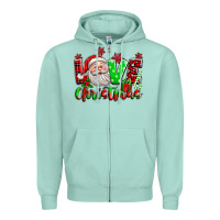 Seafoam love christmas santa Zipper Hoodie - texasbilliewilder