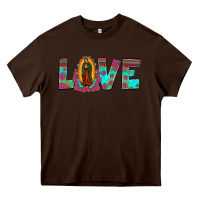 Chocolate Brown love our lady of guadalupe Heavy Core Tee - JahusDesignShop