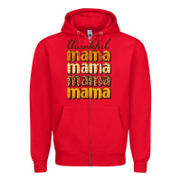 Red Thankful mama Zipper Hoodie - NancyCooperArtShop