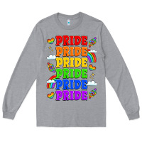Heather Grey rainbow pride celebration Long Sleeve Tee - LillyAllenDesigns