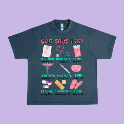 God Says I Am Nurse Urban Heavy Tee Designed By Maliassmallbusiness