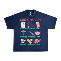 Navy god says i am nurse Urban Heavy Tee - MaliasSmallBusiness