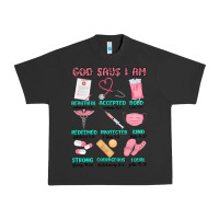 Pigment Black god says i am nurse Urban Heavy Tee - MaliasSmallBusiness