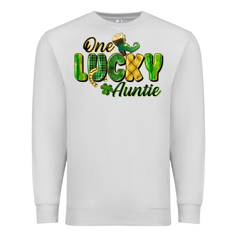One Lucky Auntie St. Patrick's Day Premium Sweatshirt by CowGirlArtShop | Teevron