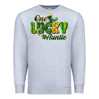 Heather Grey One Lucky Auntie St. Patrick's Day Premium Sweatshirt - CowGirlArtShop