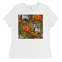 White squirrel pumpkin seamless Ladies Tee - BundleAndBundleShop