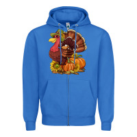 True Royal Thanksgiving turkey with pumpkin and sunflower Zipper Hoodie - NancyCooperArtShop