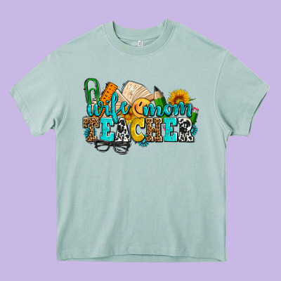 Wife Mom Teacher With Sunflowers Heavy Core Tee Designed By Adodesignshop