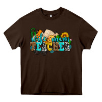 Chocolate Brown wife mom teacher with sunflowers Heavy Core Tee - AdoDesignShop