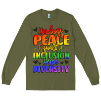 Army Green inspirational words in rainbow colors Long Sleeve Tee - LillyAllenDesigns