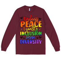 Burgundy inspirational words in rainbow colors Long Sleeve Tee - LillyAllenDesigns