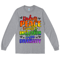 Heather Grey inspirational words in rainbow colors Long Sleeve Tee - LillyAllenDesigns