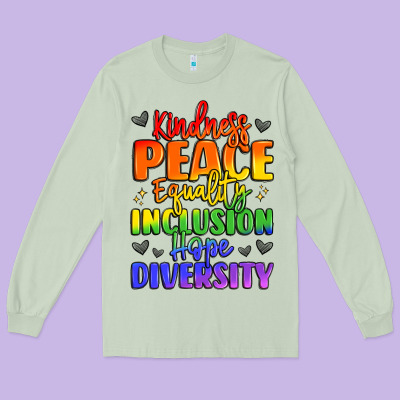Inspirational Words In Rainbow Colors Long Sleeve Tee Designed By Lillyallendesigns