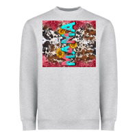 Heather Grey mama cowhide  sunflowers Heavyweight Sweatshirt - LillyAllenDesigns