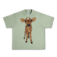 Oil Green baby cow Urban Heavy Tee - NancyCooperArtShop