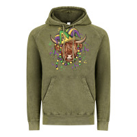 Vintage Olive mardi gras cow Vintage Hoodie - MaliasSmallBusiness