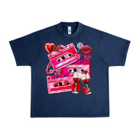 Navy valentines day cassette Urban Heavy Tee - NancyCooperArtShop