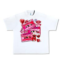 White valentines day cassette Urban Heavy Tee - NancyCooperArtShop