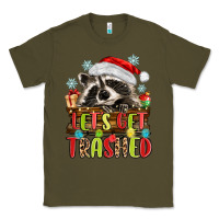 Army Green lets get trashed with raccoon Classic Tee - MaliasSmallBusiness