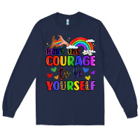 Navy courage to be yourself rainbow message Long Sleeve Tee - LillyAllenDesigns