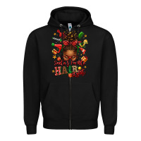 Black santas favorite hair stylist afro messy bun Zipper Hoodie - texasbilliewilder