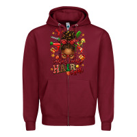 Burgundy santas favorite hair stylist afro messy bun Zipper Hoodie - texasbilliewilder