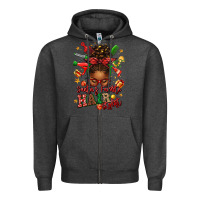 Charcoal Heather santas favorite hair stylist afro messy bun Zipper Hoodie - texasbilliewilder