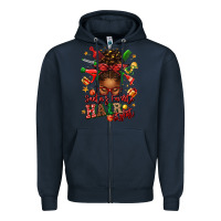 Navy santas favorite hair stylist afro messy bun Zipper Hoodie - texasbilliewilder
