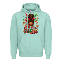 Seafoam santas favorite hair stylist afro messy bun Zipper Hoodie - texasbilliewilder