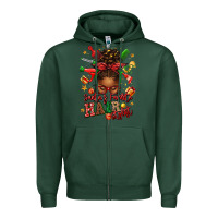 Sports Green santas favorite hair stylist afro messy bun Zipper Hoodie - texasbilliewilder