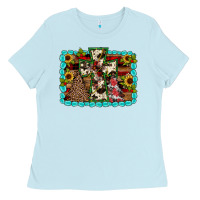 Baby Blue Christmas cross Ladies Tee - JahusDesignShop