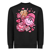 Black retro valentines day Heavyweight Sweatshirt - LillyAllenDesigns